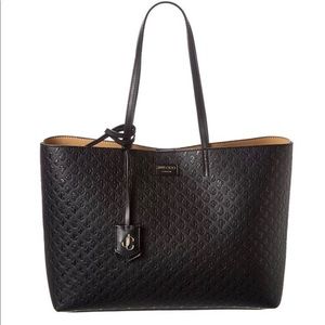 Jimmy Choo Nine2five E/W Monogram Leather Tote - Black - NWT